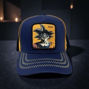 Capslab Dragon Ball Z Goku Royal/Orange Trucker Hat Mesh Snapback Cap Anime NWT